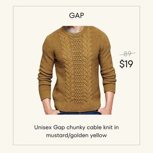Gap Cable Knit Crewneck Sweater - Mustard